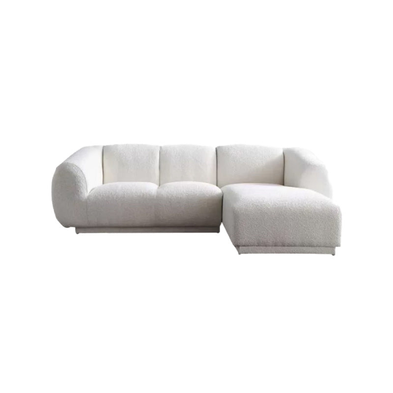 Minimalist Wool Sofa with Chaise in White 29.1" H Fabric Sofa