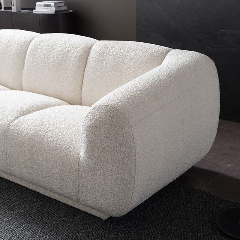 Minimalist Wool Sofa with Chaise in White 29.1" H Fabric Sofa