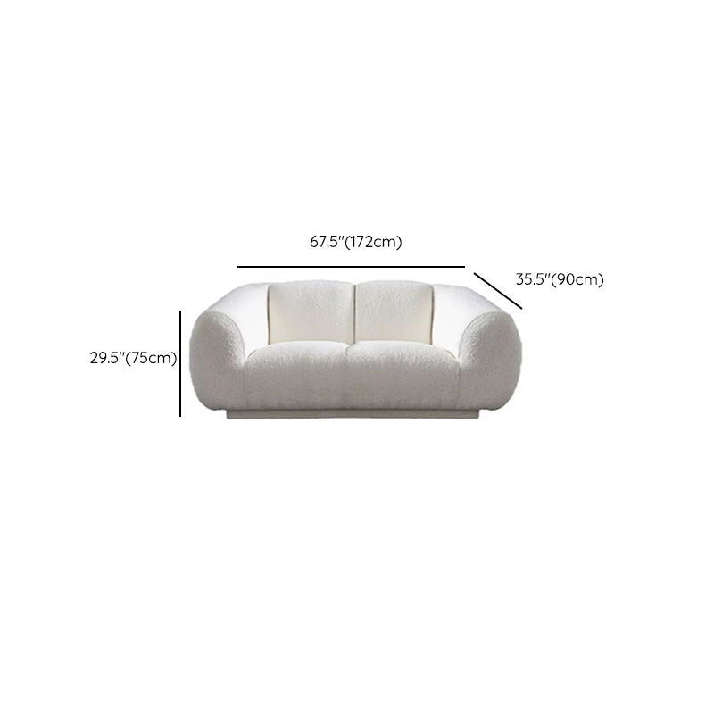 Minimalist Wool Sofa with Chaise in White 29.1" H Fabric Sofa