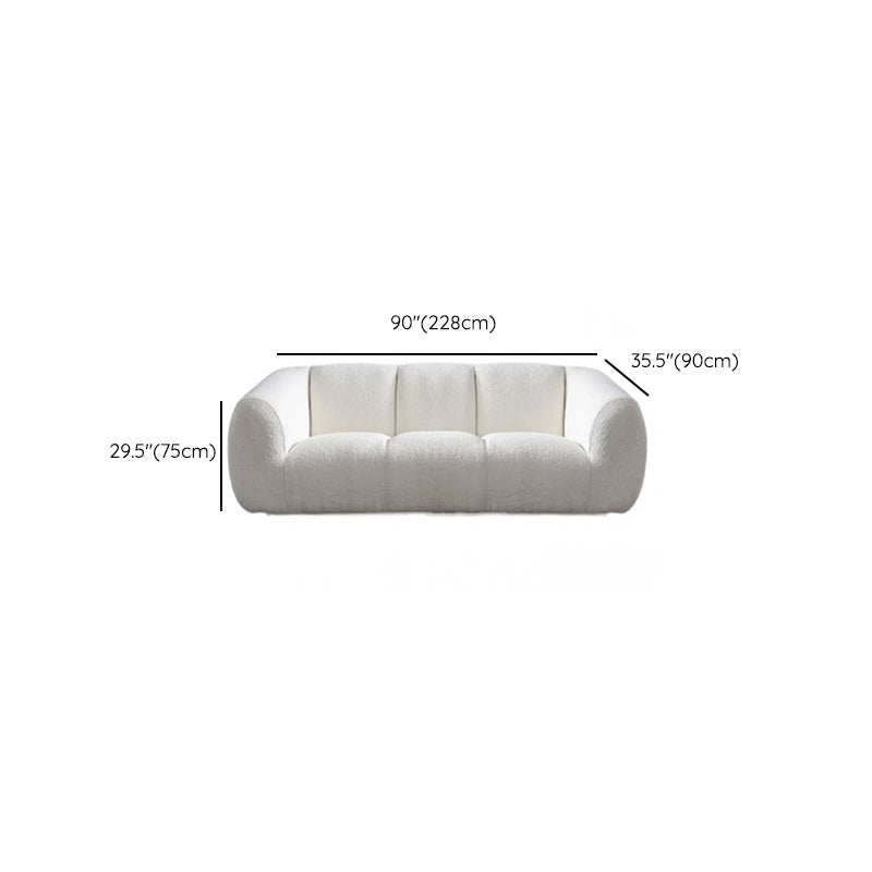 Minimalist Wool Sofa with Chaise in White 29.1" H Fabric Sofa