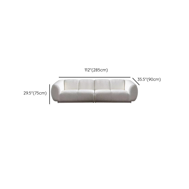 Minimalist Wool Sofa with Chaise in White 29.1" H Fabric Sofa