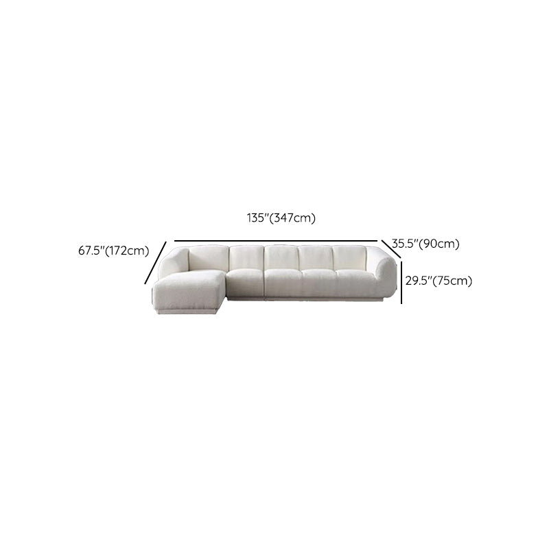 Minimalist Wool Sofa with Chaise in White 29.1" H Fabric Sofa