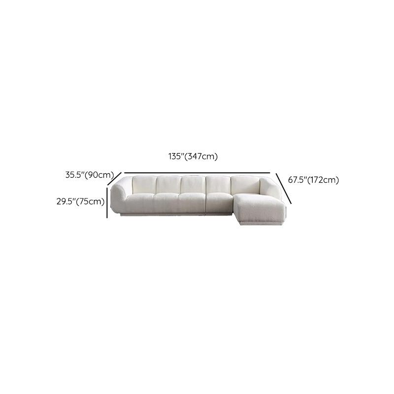 Minimalist Wool Sofa with Chaise in White 29.1" H Fabric Sofa