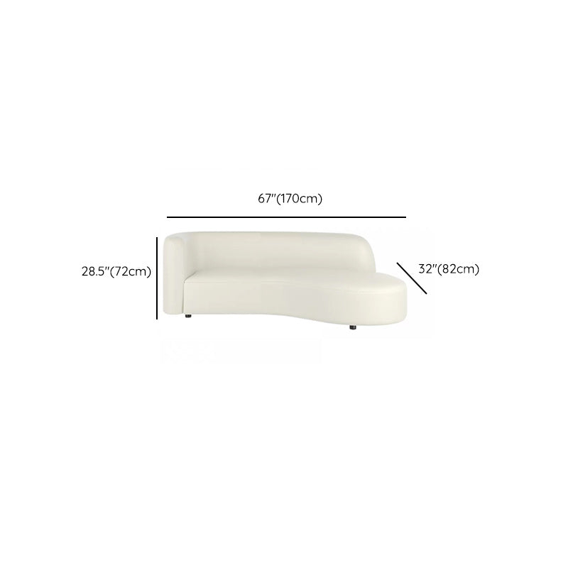 Glam Faux Leather Curved Sofa in White 28.3" H Square Arm Sofa