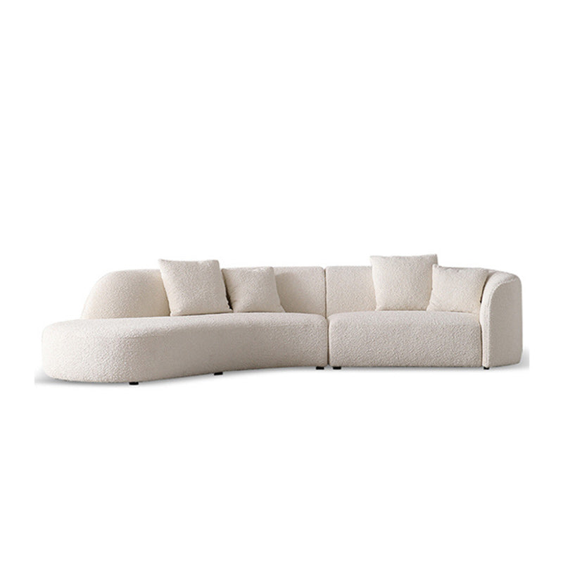 Contemporary Wool Sofa in White Simple Living Room Curved Seating