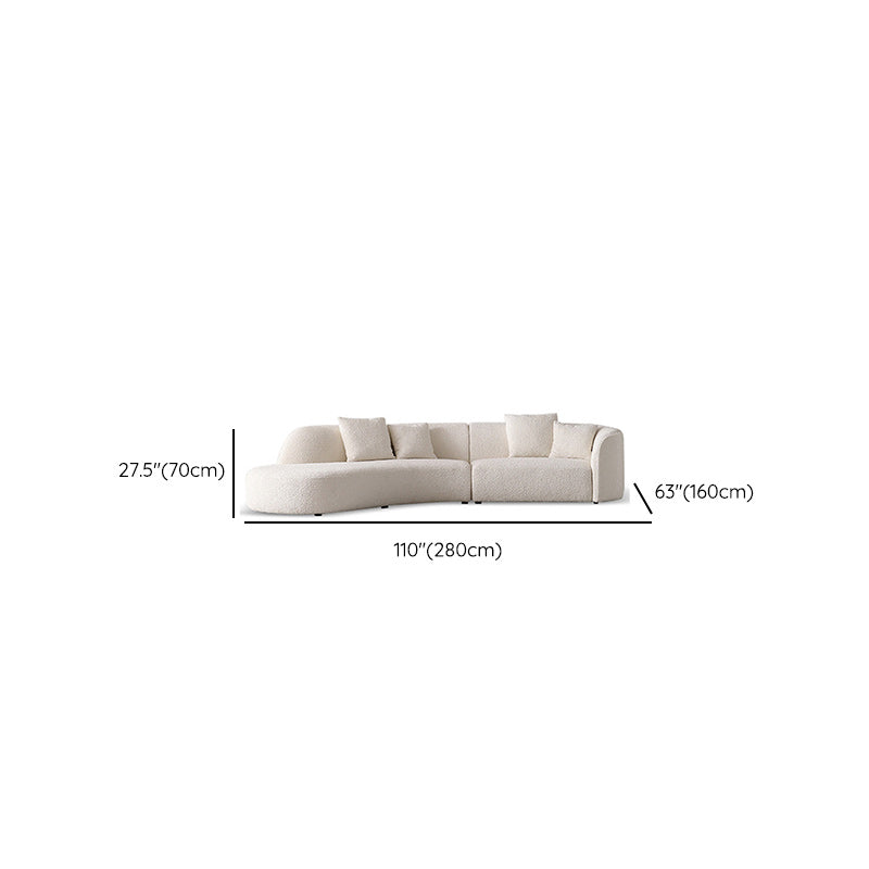 Contemporary Wool Sofa in White Simple Living Room Curved Seating