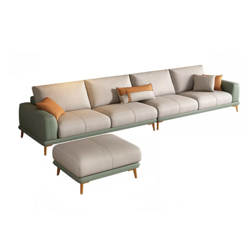 Faux Leather Sectional Sofa Stain-Resistant Sofa with Cushion Back