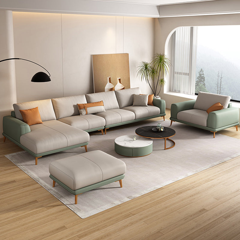 Faux Leather Sectional Sofa Stain-Resistant Sofa with Cushion Back