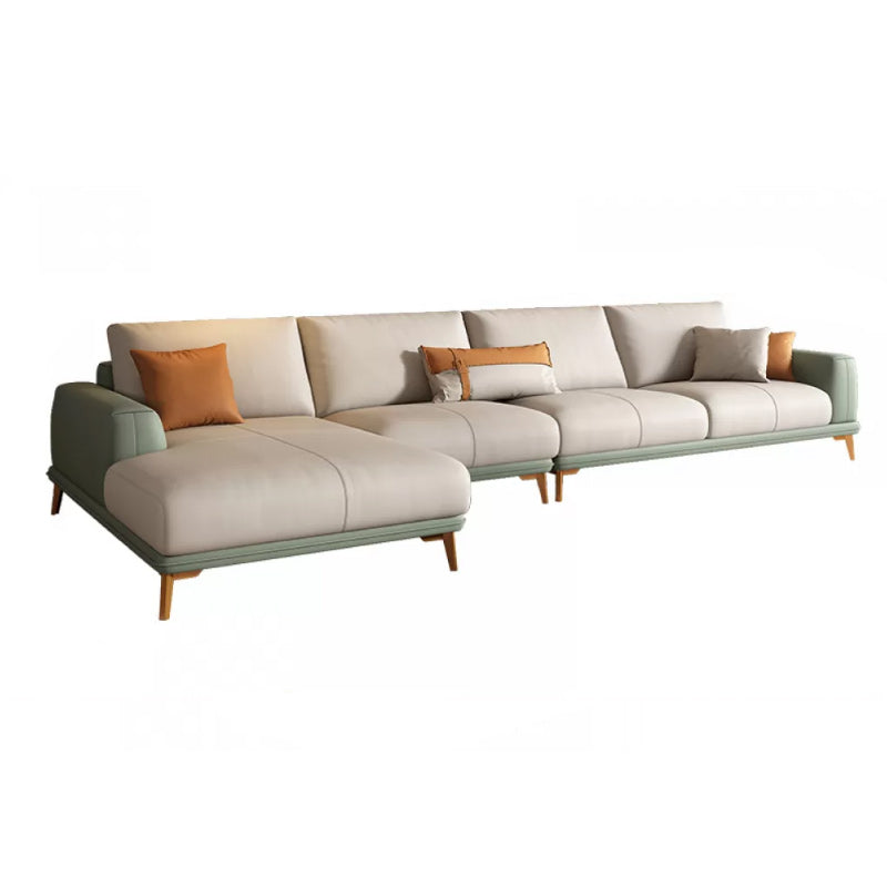 Faux Leather Sectional Sofa Stain-Resistant Sofa with Cushion Back