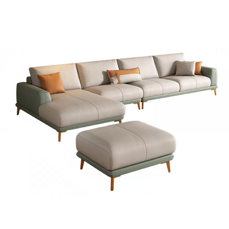 Faux Leather Sectional Sofa Stain-Resistant Sofa with Cushion Back