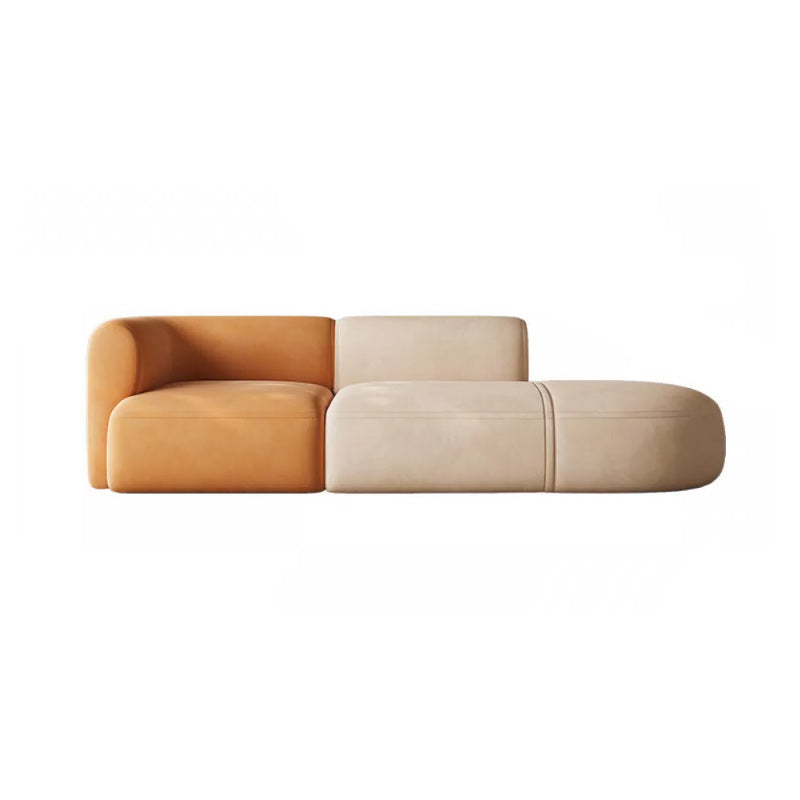 Minimalist 27.6-In H Sofa and Chaise Brown & Beige Sofa with One Side Arm