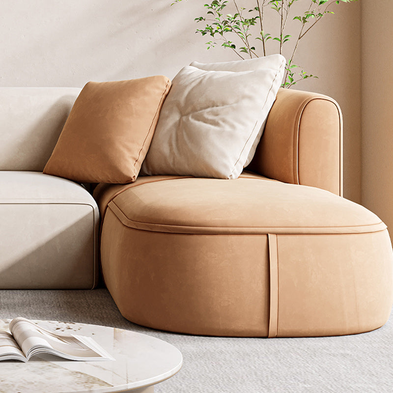 Minimalist 27.6-In H Sofa and Chaise Brown & Beige Sofa with One Side Arm