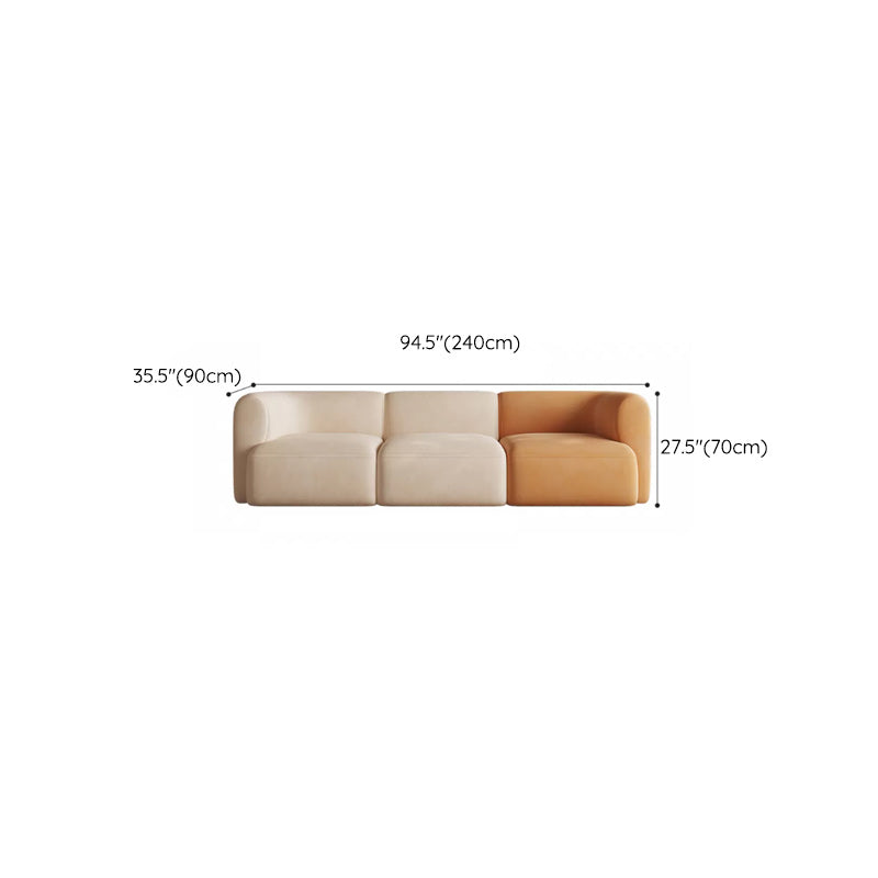 Minimalist 27.6-In H Sofa and Chaise Brown & Beige Sofa with One Side Arm