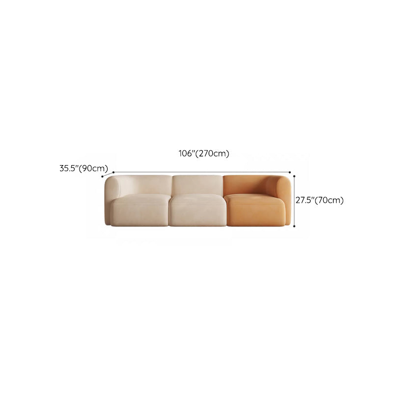 Minimalist 27.6-In H Sofa and Chaise Brown & Beige Sofa with One Side Arm
