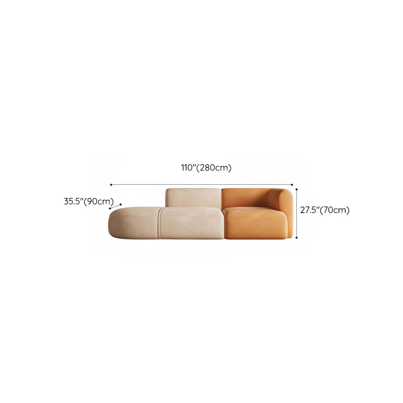 Minimalist 27.6-In H Sofa and Chaise Brown & Beige Sofa with One Side Arm