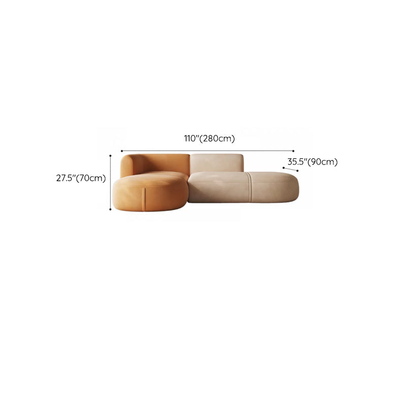 Minimalist 27.6-In H Sofa and Chaise Brown & Beige Sofa with One Side Arm