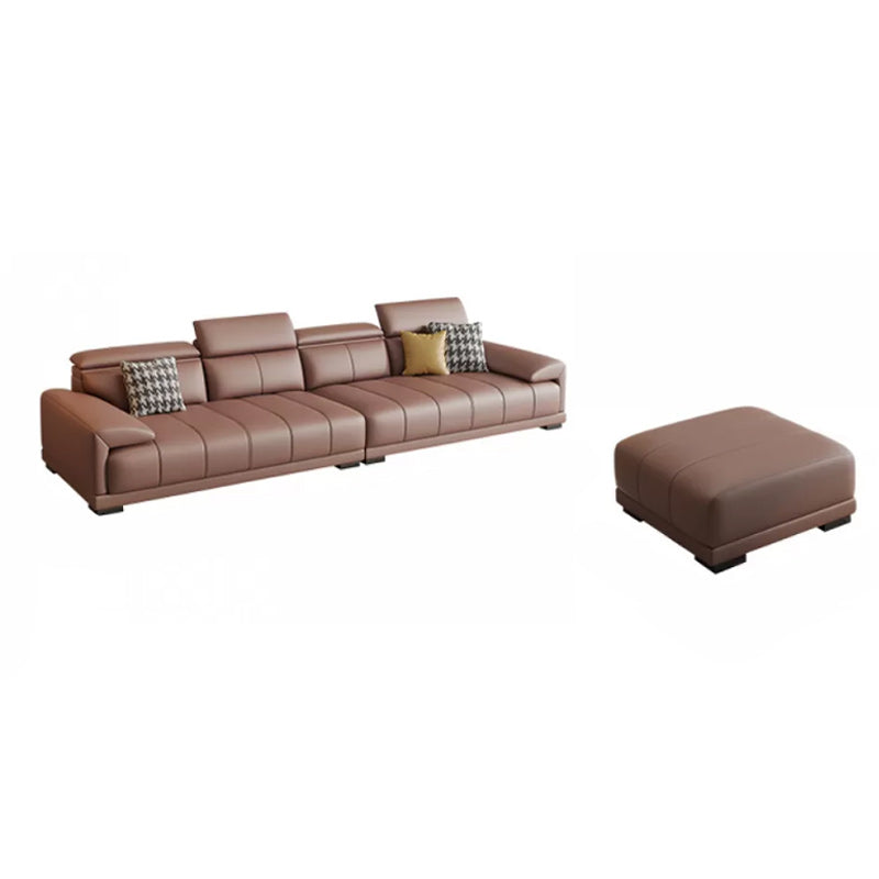 Faux Leather Sofa and Chaise Pillow Top Arm Sewn Pillow Back Seating