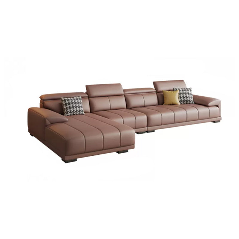 Faux Leather Sofa and Chaise Pillow Top Arm Sewn Pillow Back Seating