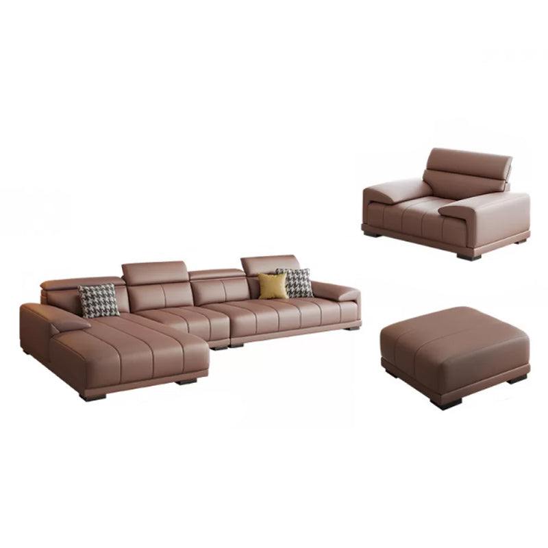 Faux Leather Sofa and Chaise Pillow Top Arm Sewn Pillow Back Seating