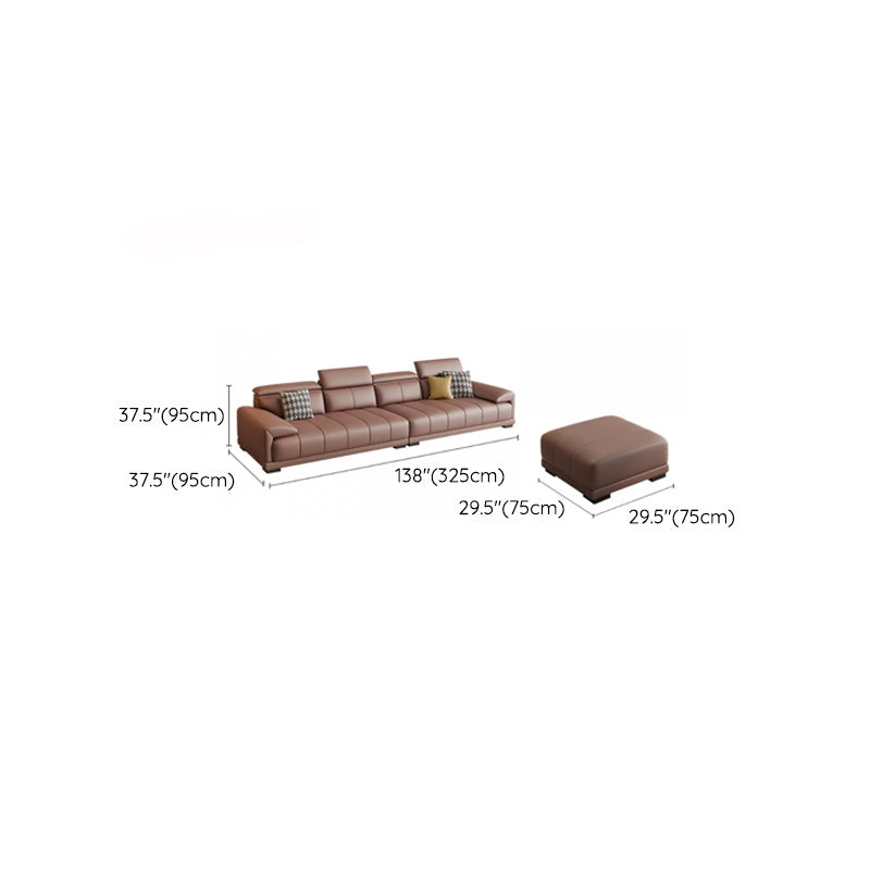Faux Leather Sofa and Chaise Pillow Top Arm Sewn Pillow Back Seating