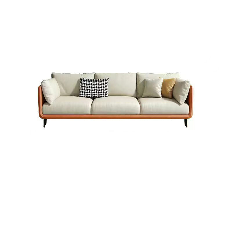 Glam Living Room 3-seater Sofa Leather Pillow Top Arm Seating