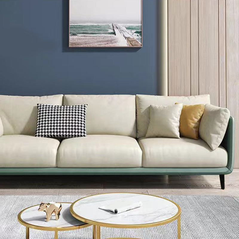 Glam Living Room 3-seater Sofa Leather Pillow Top Arm Seating