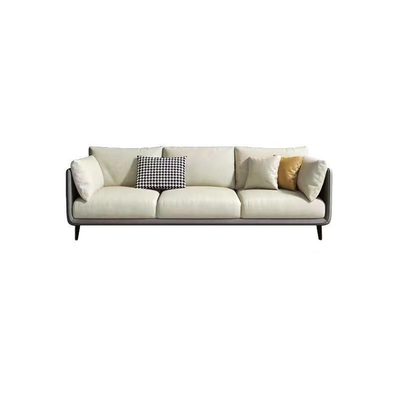 Glam Living Room 3-seater Sofa Leather Pillow Top Arm Seating