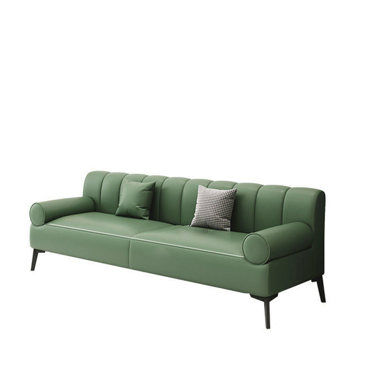 Industrial Living Room Sofa Leather Rolled Arm Black Seating