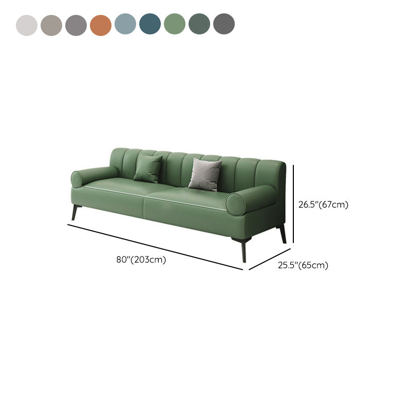 Industrial Living Room Sofa Leather Rolled Arm Black Seating