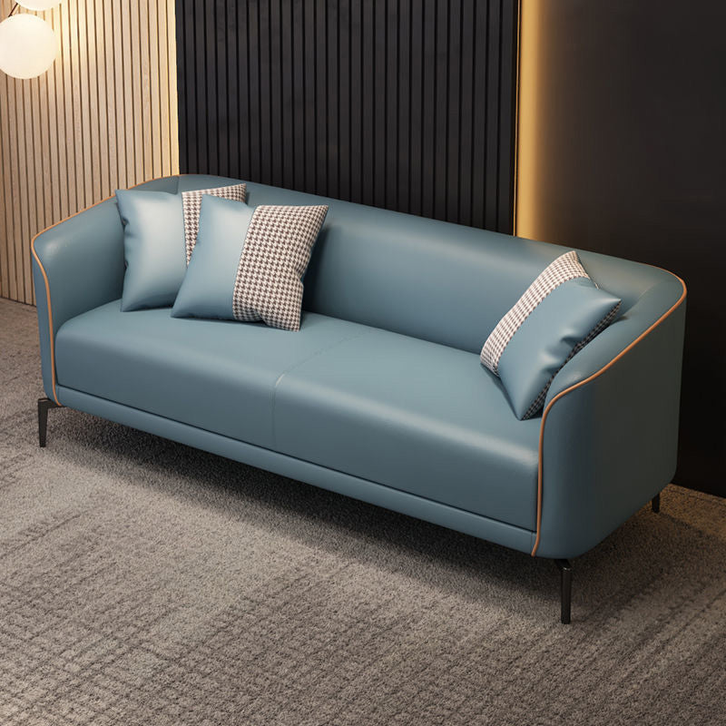 Industrial Living Room Sofa Leather Tuxedo Arm Black Seating