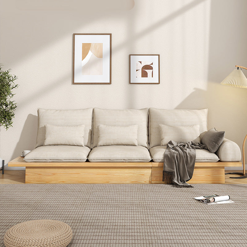 Scandinavian Fabric Living Room Sofa Loose Back White Seating