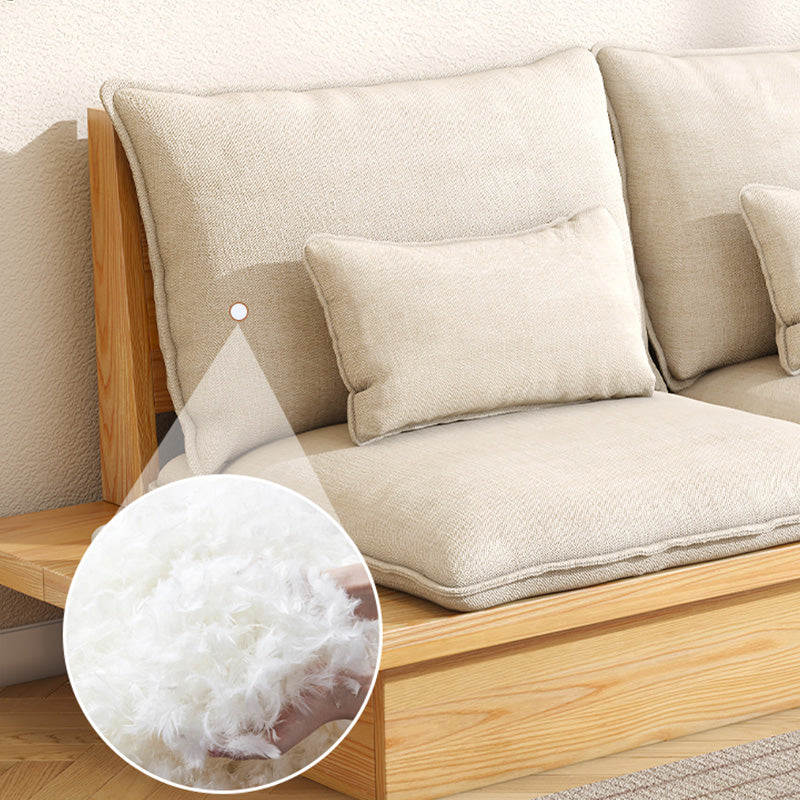 Scandinavian Fabric Living Room Sofa Loose Back White Seating