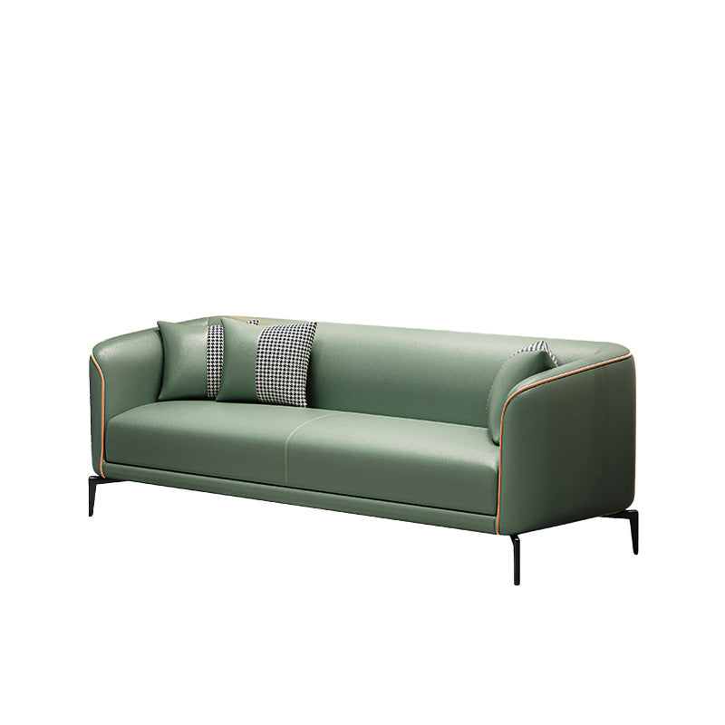 Sloped Arm Single Cushion Sofa Modern 25.2" H Faux Leather Sofa with Pillows