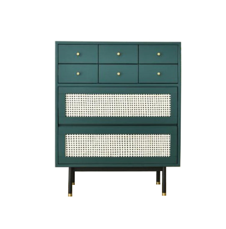 Contemporary Green Accent Chest with 8 Drawers and Straight Legs