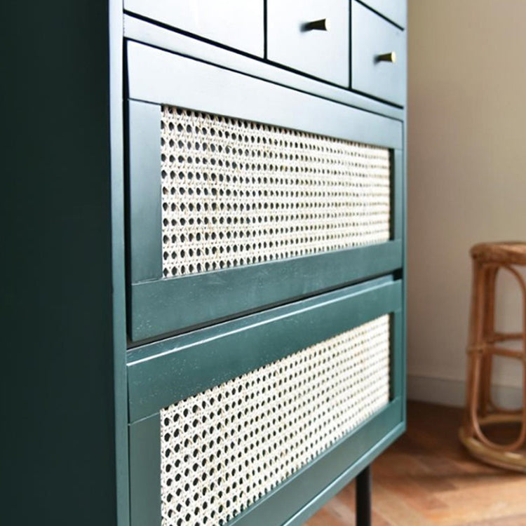 Contemporary Green Accent Chest with 8 Drawers and Straight Legs