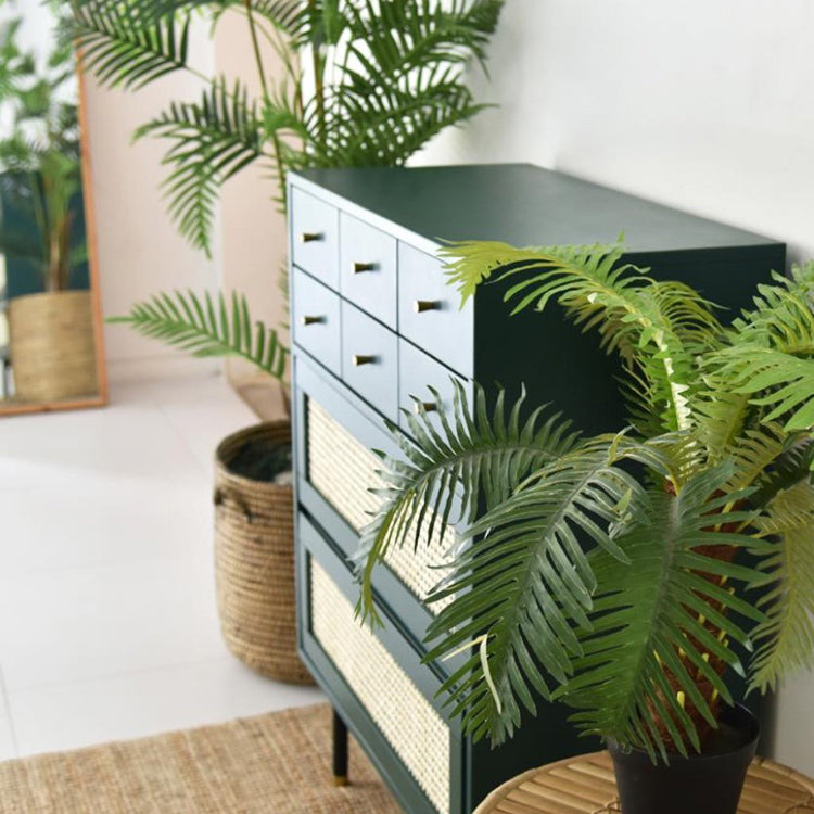 Contemporary Green Accent Chest with 8 Drawers and Straight Legs