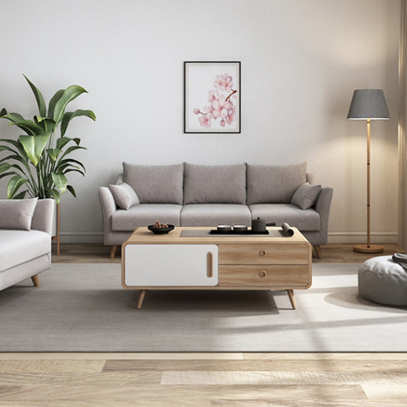 Natural 1 Single Coffee Table Modern 1 - Door Cocktail Table with Storage