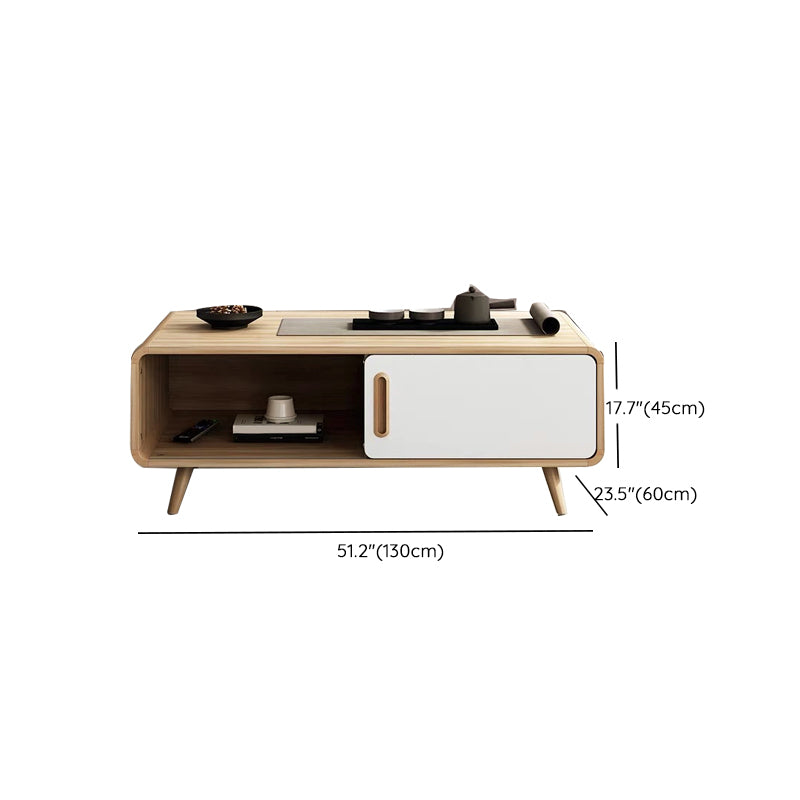 Natural 1 Single Coffee Table Modern 1 - Door Cocktail Table with Storage