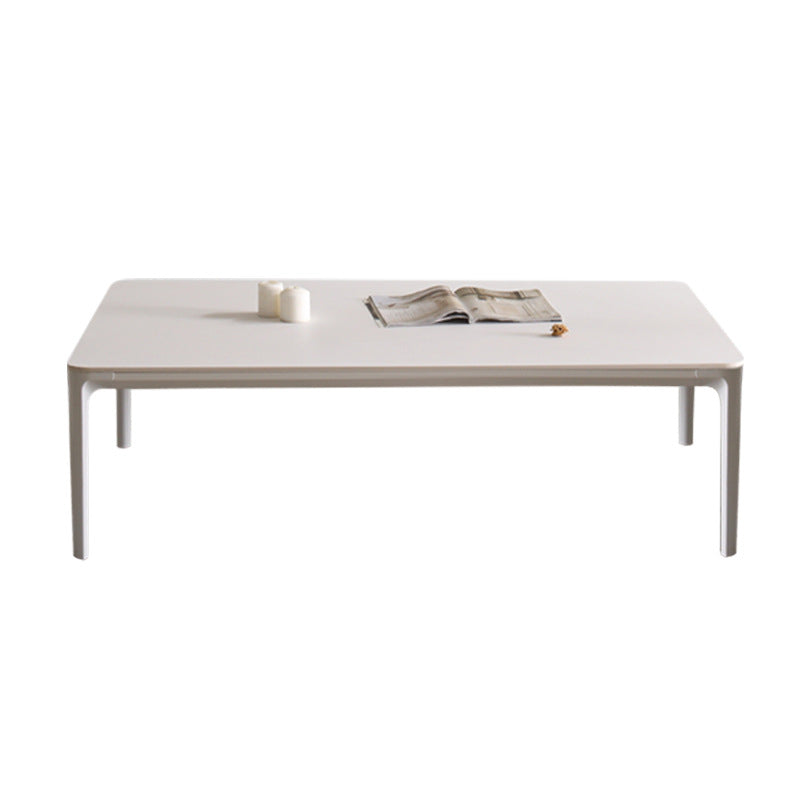 Modernism Sate Top Coffee Table Rectangular 4 Legs Cocktail Table in White