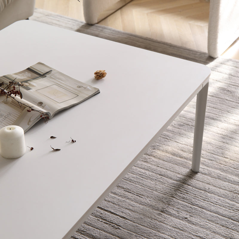 Modernism Sate Top Coffee Table Rectangular 4 Legs Cocktail Table in White