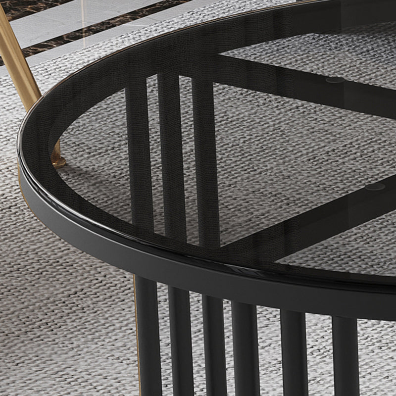 Contemporary Cocktail Table Round Glass / Slate Coffee Table with Drawers