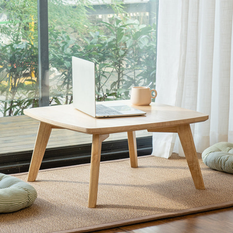 Solid Wood 4 Legs Coffee Table Modern 11.8" H Cocktail Table