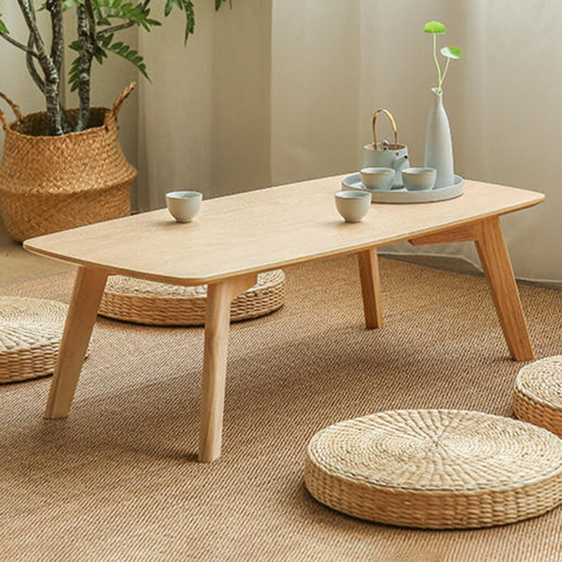 Solid Wood 4 Legs Coffee Table Modern 11.8" H Cocktail Table