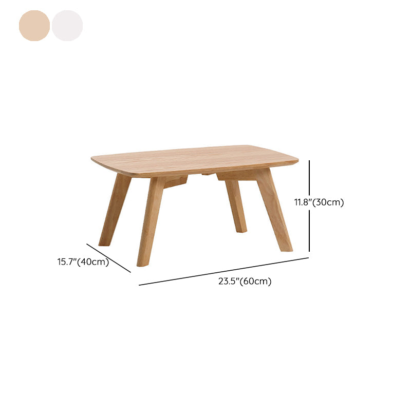 Solid Wood 4 Legs Coffee Table Modern 11.8" H Cocktail Table
