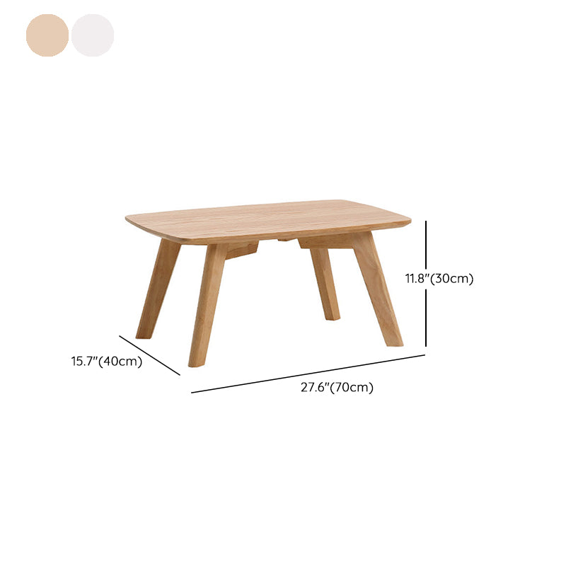 Solid Wood 4 Legs Coffee Table Modern 11.8" H Cocktail Table