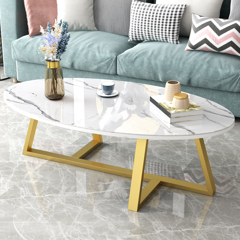 Glam Single Oval Coffee Table Cross Legs Coffee Cocktail Table
