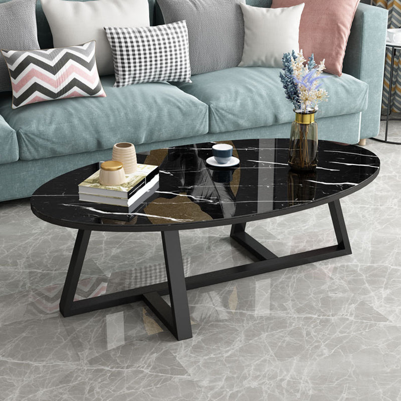 Glam Single Oval Coffee Table Cross Legs Coffee Cocktail Table