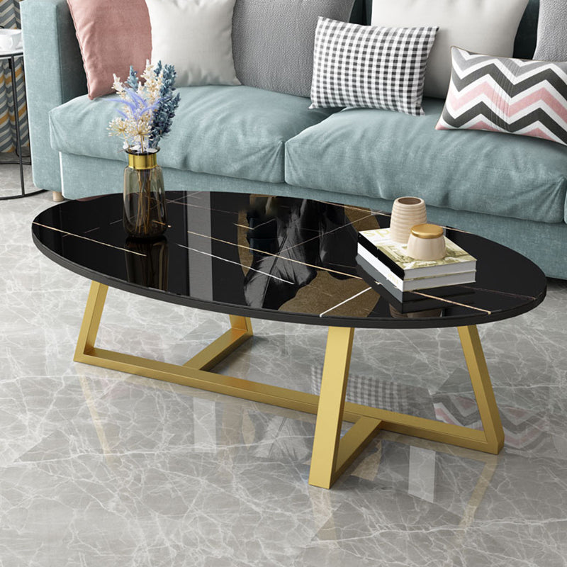 Glam Single Oval Coffee Table Cross Legs Coffee Cocktail Table