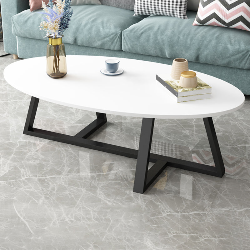 Glam Single Oval Coffee Table Cross Legs Coffee Cocktail Table