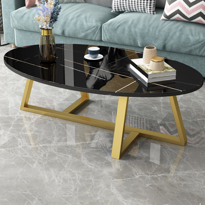 Glam Single Oval Coffee Table Cross Legs Coffee Cocktail Table